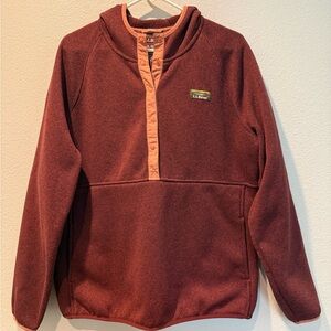 L.L. Bean Burgundy Fleece Sweater with Hoodie